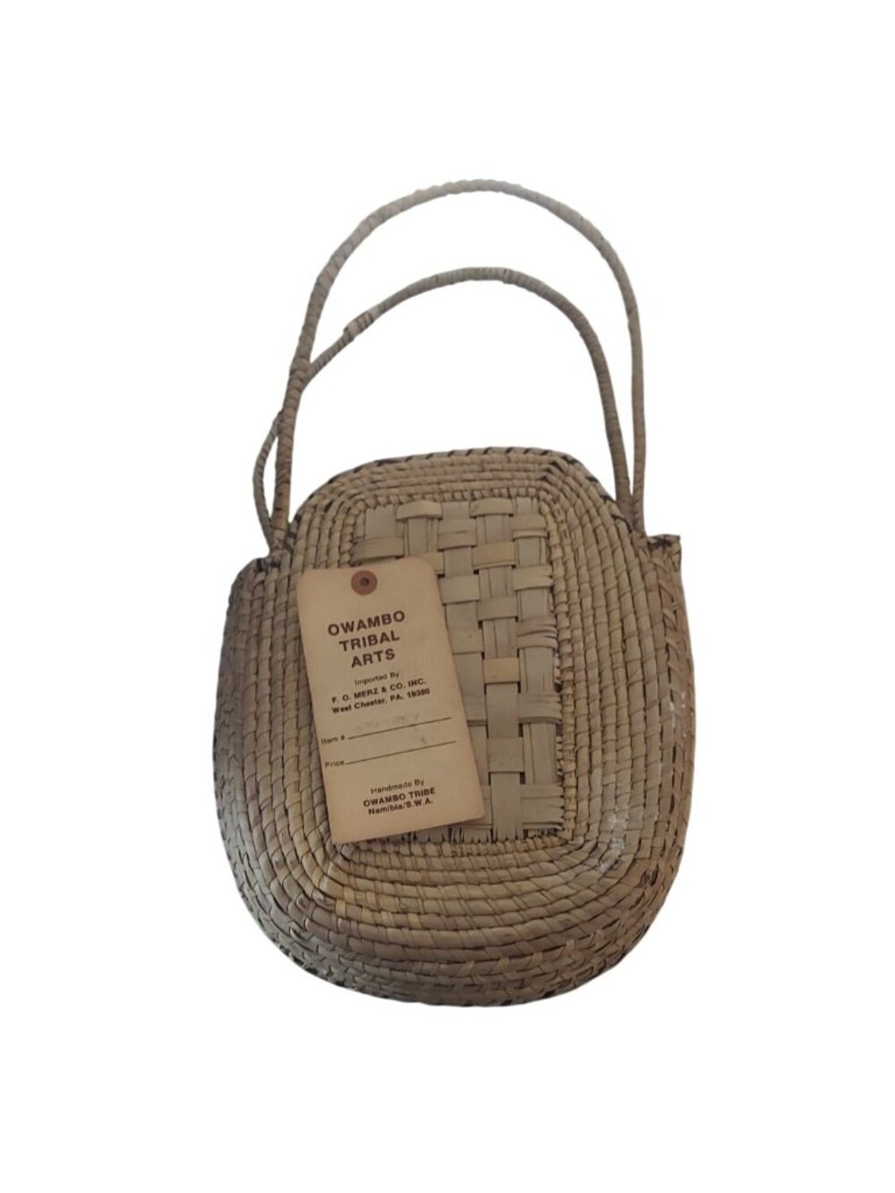 Handmade Woven Basket Bag Handles Owambo Tribe Namibia South West Africa Vintage